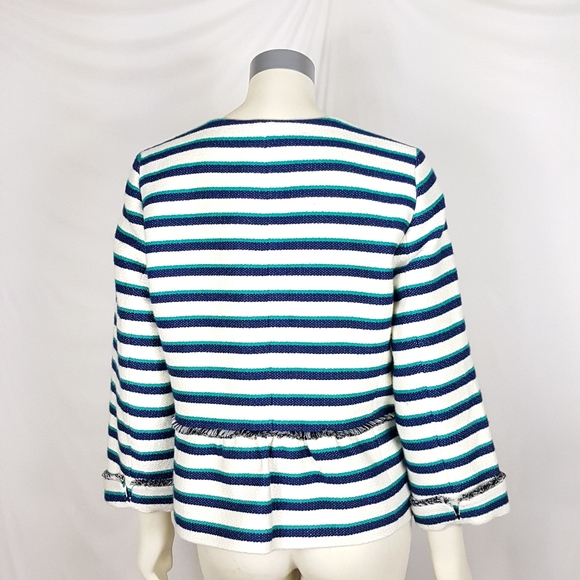 Veste Talbots Neuve Avec étiquettes - Taille 12 - Rayures Blanches Et Bleues - Style Blazer - Femme